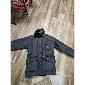 RefrigiWear Mens Insulated Iron-Tuff Siberian Black Freezer Coat Sz M Nylon Fur